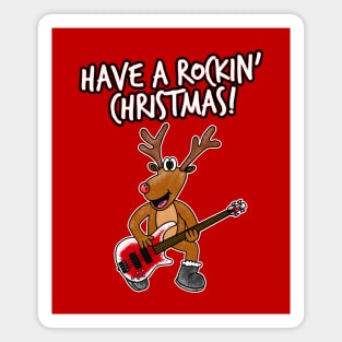 Have A Rockin' Christmas Reindeer Playing Bass Guitar Magnet